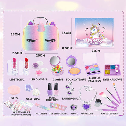 Kids Makeup Toys Girls Pretend Toys 30-pieces Makeup Bag Set Princess Gift Beauty Toys Set