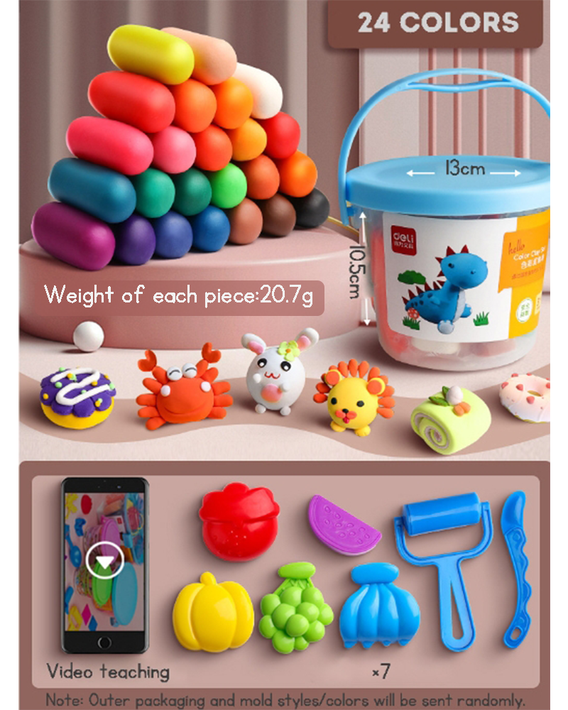 24-Color Non-Toxic Play dough Set for Kids, Ideal for Kindergarten and Elementary School Play