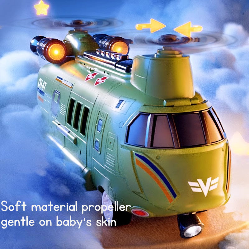 Large Children's Airplane Helicopter Transporter for Boys Educational Toy Realistic Sound Light Effects