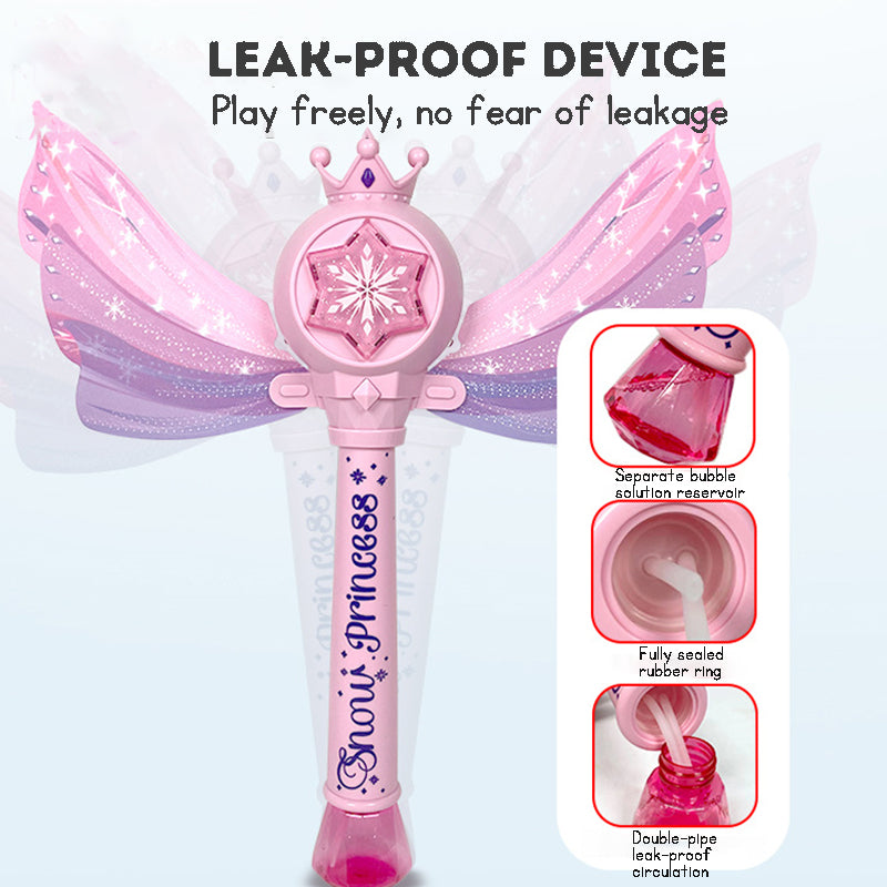 Princess Magic Wand Automatic Bubble Machine Handheld Glowing Music Fairy Wand Leak-proof Bubble Stick