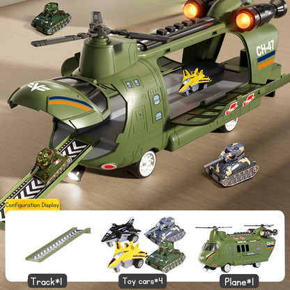 Large Children's Airplane Helicopter Transporter for Boys Educational Toy Realistic Sound Light Effects