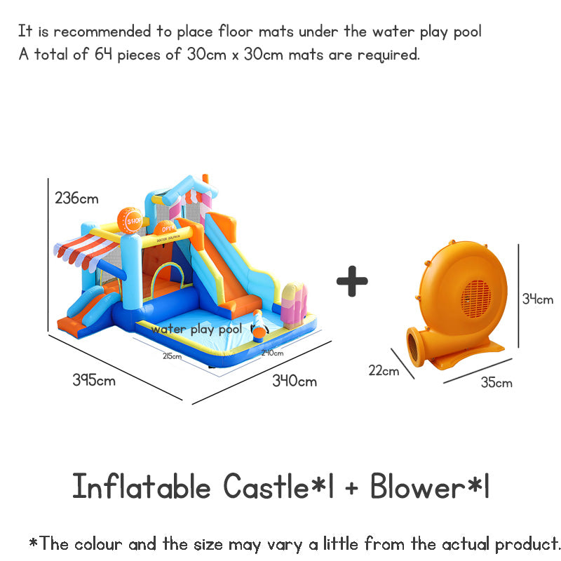 Kids Bouncy Castle with Trampoline & Slide – Inflatable Indoor Outdoor Jumping Playhouse with Blower