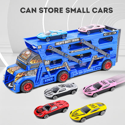 Kid's toy cargo truck unfolds folds for storage features launching function for small cars ideal birthday gift for boys