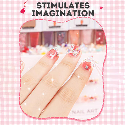 Kids Press On Nails Nail Art Sticker Kids Nail Polish Set DIY Kit Fake Nails for Kids False Nails Set
