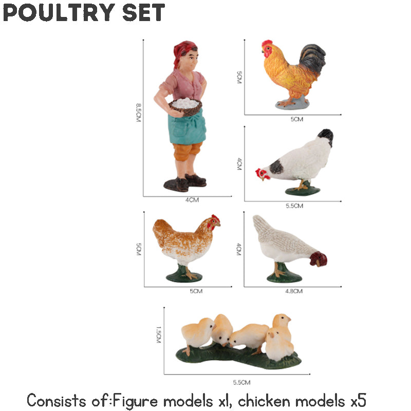 Simulation Poultry Farm Animal Model Pretend Play Farmer Figures Toys Farm Animal Toys For Kids