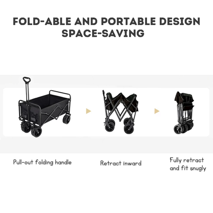 Collapsible Kids and Pets Wagon, 150L Steel Frame Trolley with All-Terrain Wheels