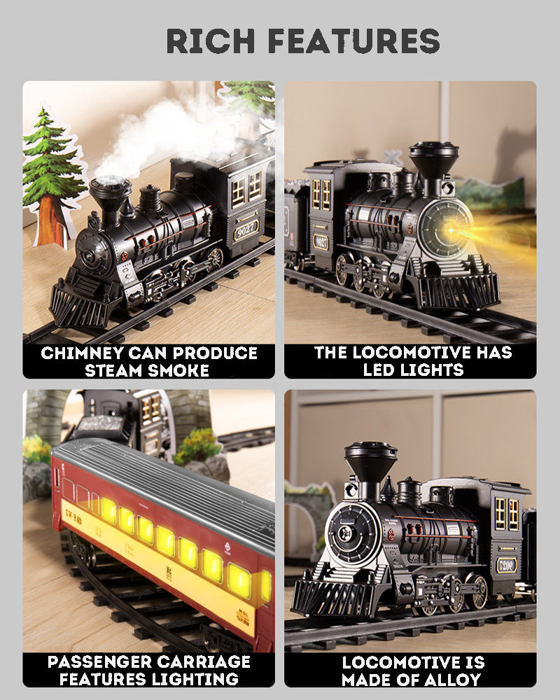 Children's Remote Control Steam Train Super Long Jointed Track Electric Toy Train Set - Creative Building Kit