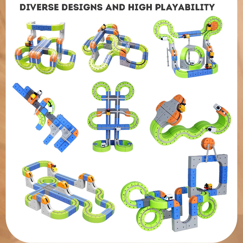 Kid's Magnetic Tiles Track  Electric Train Track Toy  Free Assembly Building Blocks Set Kid's Birthday Gift