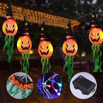 Halloween Decoration Pumpkin String Light Wizard Hat LED Light Scary Atmosphere Indoor Outdoor Home Party Decoration