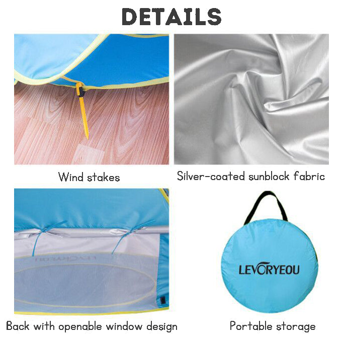 Children's Adorable Shark Beach Sunshade Tent, Fully Automatic Quick Setup, Easy Portable, Parent-Child Seaside Rest and Play House with Small Pool