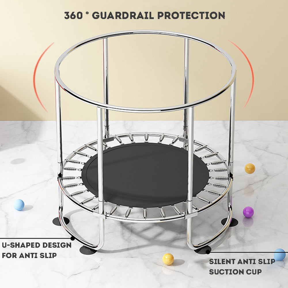 Kid's large trampoline for indoor and outdoor use with handrail silent design safety enclosure netsuitable for kids family use