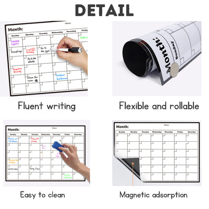 Magnetic A3 monthly schedule planner message board refrigerator magnet erasable 8 colors whiteboard markers whiteboard eraser