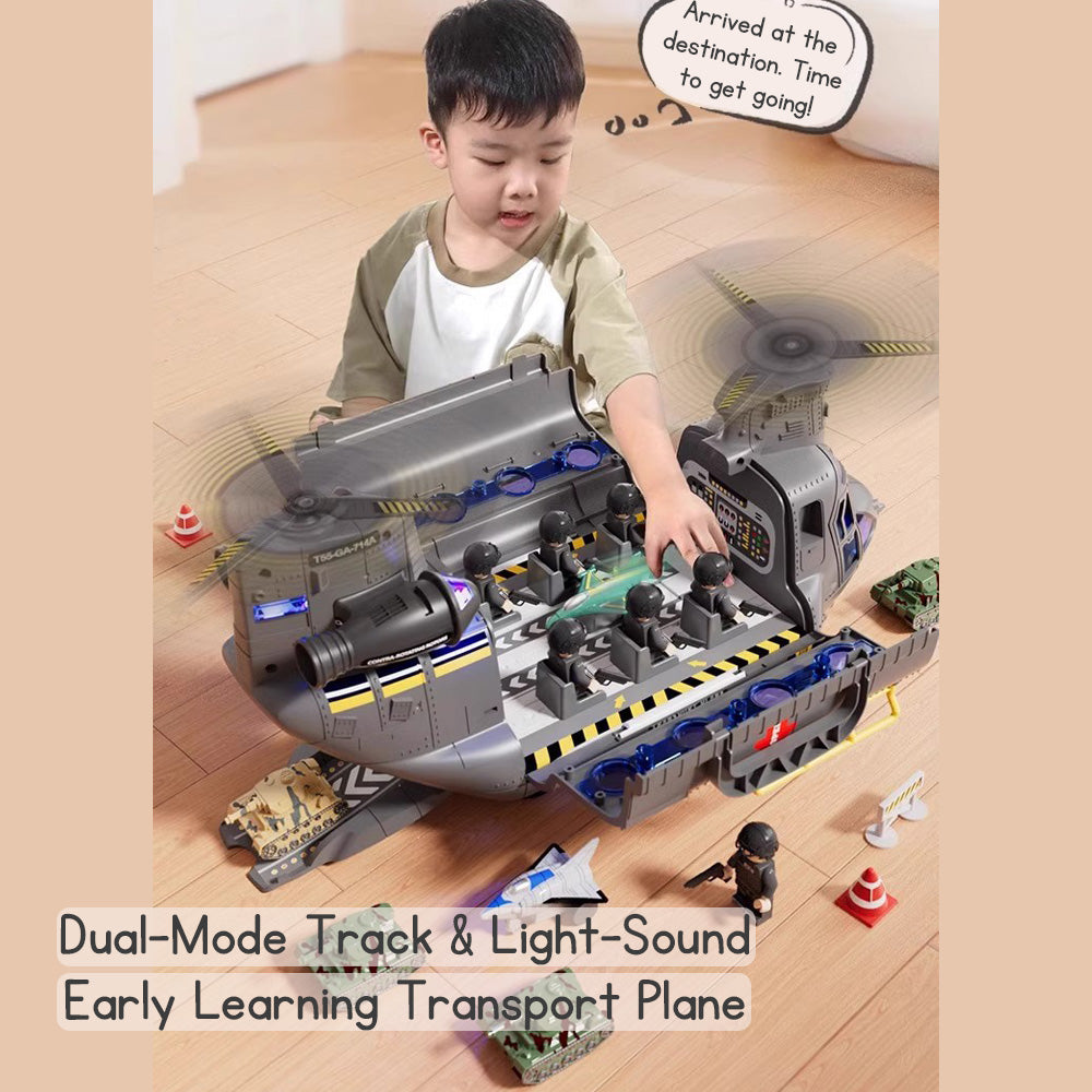 Large Children's Airplane Helicopter Transporter for Boys Educational Toy Realistic Sound Light Effects