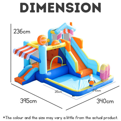 Kids Bouncy Castle with Trampoline & Slide – Inflatable Indoor Outdoor Jumping Playhouse with Blower