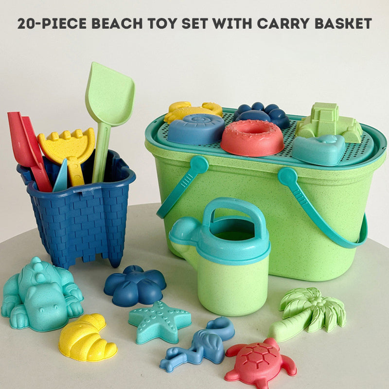 Sand Toys Beach Toys for Kids 20PCS Sand Toys Set Beach Trailer Toys Sand Dump Truck Beach Shovel and Rake