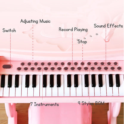 Kid's Electronic Keyboard Piano 37 keys with mic set multiple music styles suitable toy for girls kids