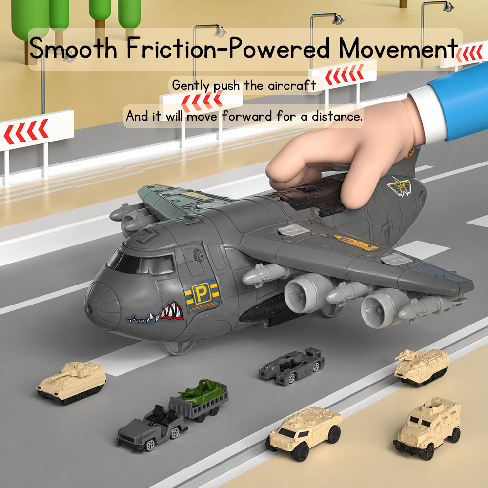 Detachable Military Aircraft Army Base Storage Playset with Action Figures, Tank, Helicopter, Toy Car, Airplane Toy, Vehicles, Accessories and Game Map