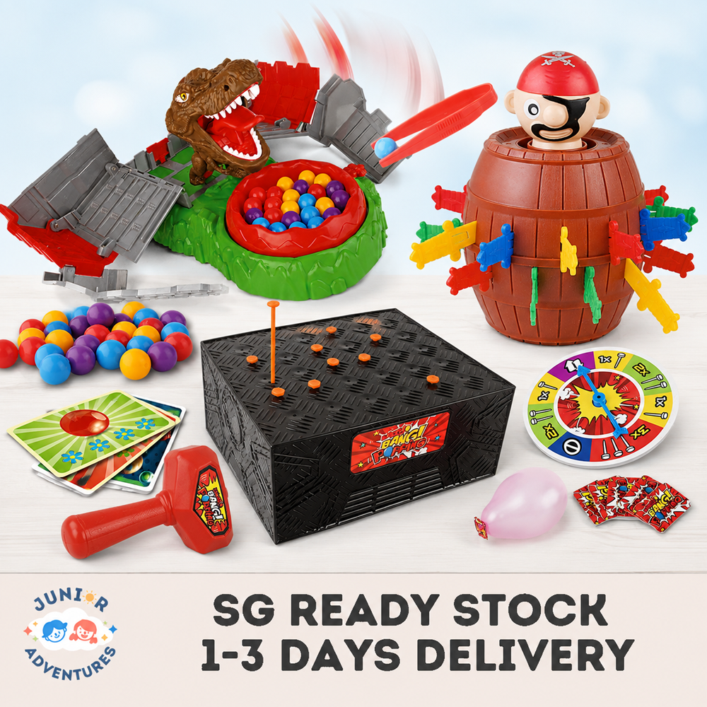 Kids Surprise Prank Toy and Party Game Collection, Balloon Popping Hammer Challenge, Pop-Up Pirate Barrel, Dinosaur Surprise House and Multiplayer Interactive Toys