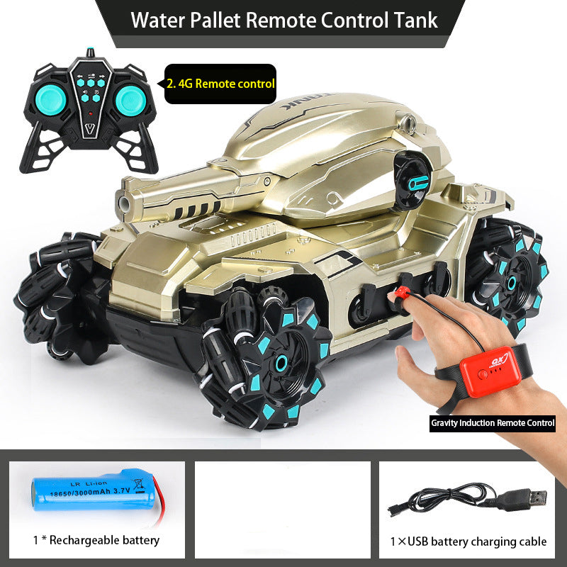 Remote or Gesture Control Battle Tank Shoots Water Pellet and able to move sideward