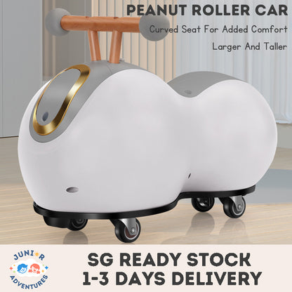 kid's Twist Car with Music Peanut Design Ages 1-3 Anti-Tipping Swivel Wheels Simple Toy Car Birthday Gift for Boys Girls