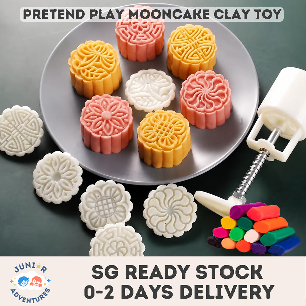 Children's Mid-Autumn Festival Pretend Playdough Mooncake Play Dough Embossing Mold Combo Set Creative Toy
