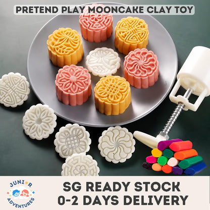 Children's Mid-Autumn Festival Pretend Playdough Mooncake Play Dough Embossing Mold Combo Set Creative Toy