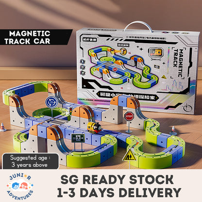 Kid's Magnetic Tiles Track  Electric Train Track Toy  Free Assembly Building Blocks Set Kid's Birthday Gift