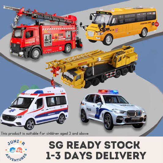 Simulated Alloy Emergency Car Toys – Fire Truck with Water Spray, Police & Ambulance Model Set for Kids
