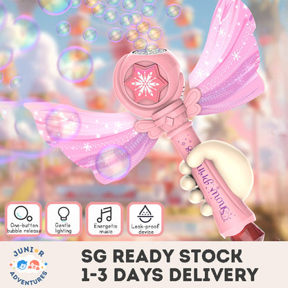 Princess Magic Wand Automatic Bubble Machine Handheld Glowing Music Fairy Wand Leak-proof Bubble Stick