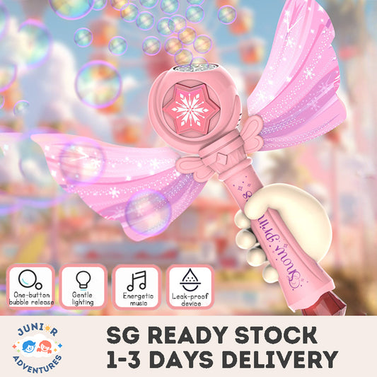 Princess Magic Wand Automatic Bubble Machine Handheld Glowing Music Fairy Wand Leak-proof Bubble Stick