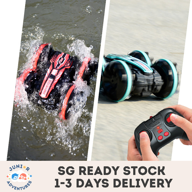 Kid's Remote Control Amphibious Stunt Vehicle 360 Degree Rotation Remote Control Car Toy  Boys Birthday Gift