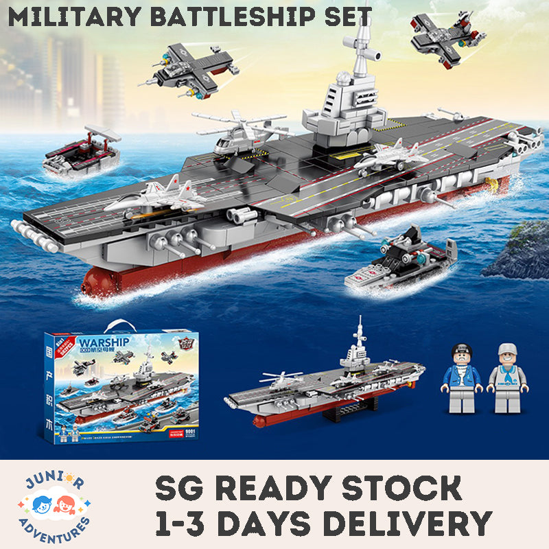 Building block battleship set military aircraft carrier model blocks suitable for both adults kids toys set