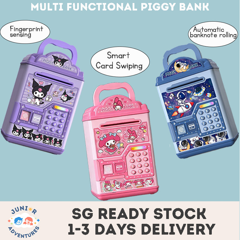 ATM Bank Savings Box Fingerprint Money Savings Box Coin Machine Children's Multi functional Safe Box
