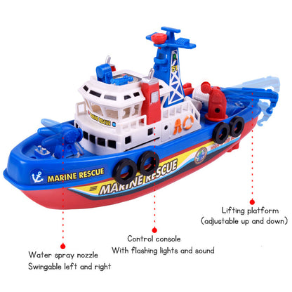 Kid's Electric Fireboat Toy with Cool Music Dazzling Lights and Water Spray Function  Baby Bath Toy Birthday Gift