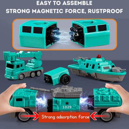 Magnetic Transformation Engineering Car Assembled Toy Deformation Robot Car Toy For Kids