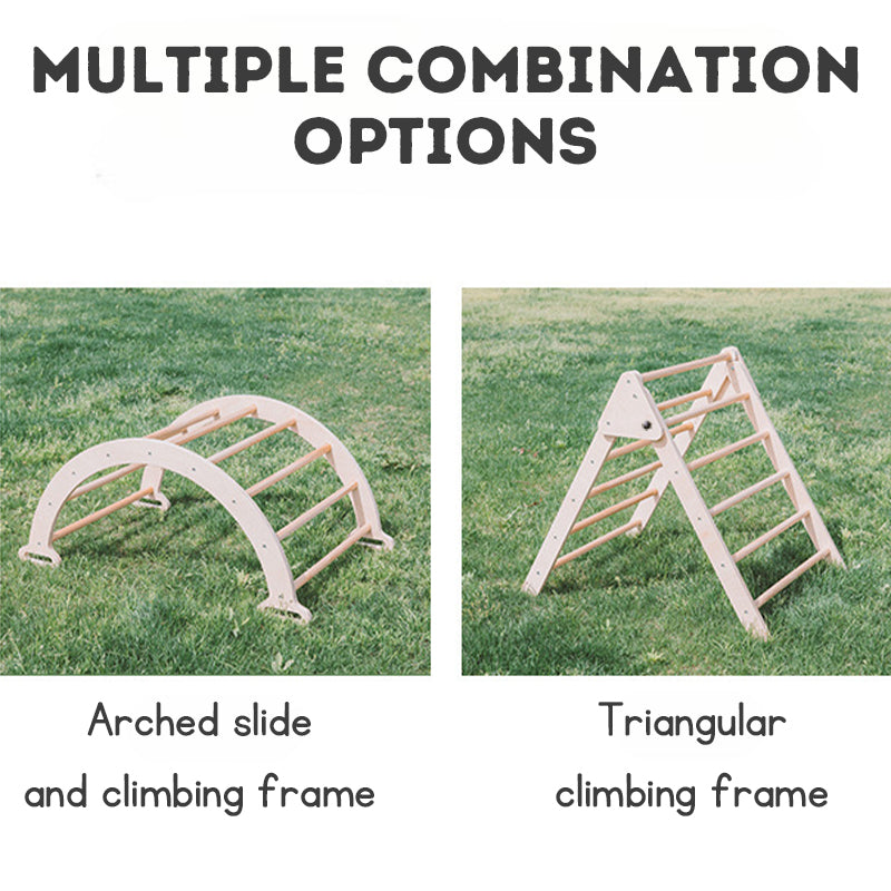 3-in-1 Wooden Climbing Frame for Kids – Indoor & Outdoor Playgym Set with Slide, Ladder & Arch