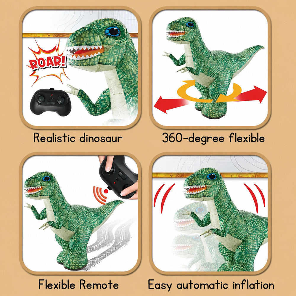 Remote Control Inflatable T-Rex Dinosaur Toy for Kids, Realistic Electric Walking Dinosaur Toy, Birthday Gift