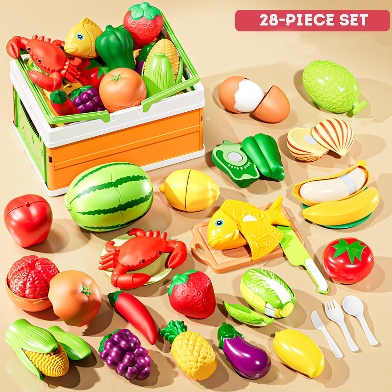 Kitchen Toy Set Cutting Peeling Play Set Toy Fruit Vegetable Pretend Toy Simulated Chew-able Toys