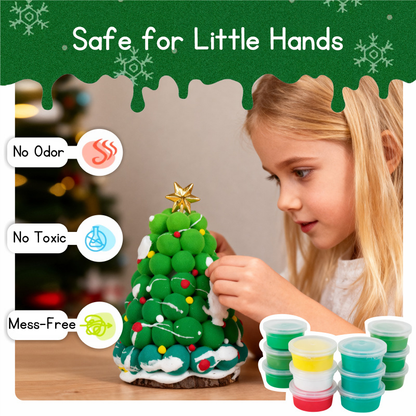 DIY Christmas Tree Clay Craft Kit for Kids Air Dry Modelling Clay Handmade Xmas Tree Making Set Creative Arts and Crafts Christmas Decorations Holiday Gifts