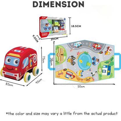 Baby toys Children's early education educational toys portable detachable baby cartoon cloth toy car set