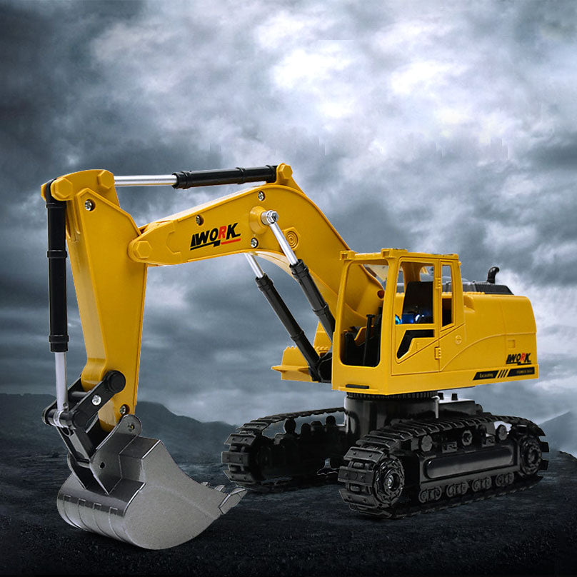 8-Channel Wireless Alloy Excavator Remote Control Digger, Rechargeable Remote Control Vehicle Toy for Children, Boys.