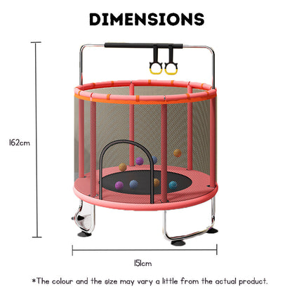 Kid's large trampoline for indoor and outdoor use with handrail silent design safety enclosure netsuitable for kids family use