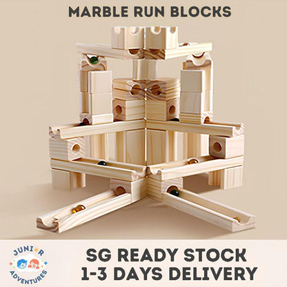 Marble Run Wooden Blocks Kids Educational Toys Marble Run Track Assembly Brain-Stimulating Building Blocks Birthday Gifts