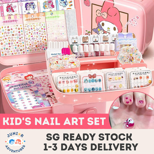 Kids Press On Nails Nail Art Sticker Kids Nail Polish Set DIY Kit Fake Nails for Kids False Nails Set