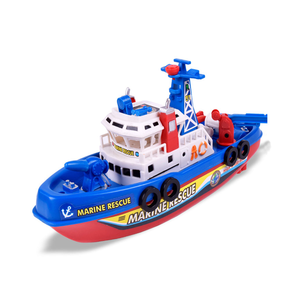 Kid's Electric Fireboat Toy with Cool Music Dazzling Lights and Water Spray Function  Baby Bath Toy Birthday Gift