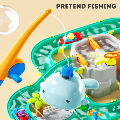 Fishing track toy which can filled water pretend play water park toy for boys girls birthday ideal gift