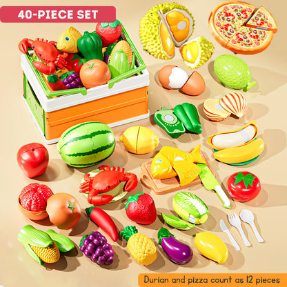 Kitchen Toy Set Cutting Peeling Play Set Toy Fruit Vegetable Pretend Toy Simulated Chew-able Toys