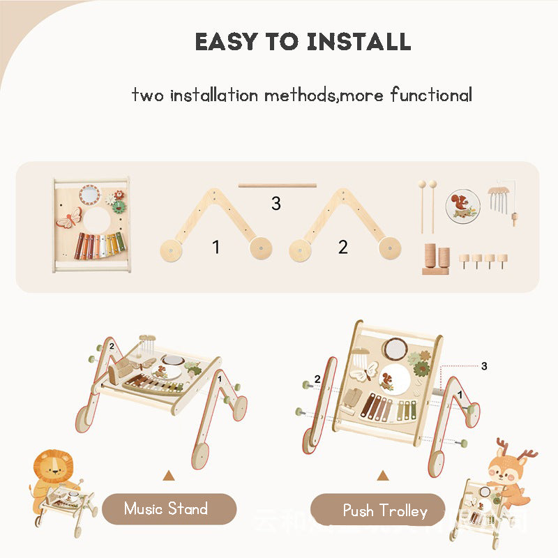 Musical Baby Walker Music Toys Push Toddler Car Baby Multi-Functional  Early Education Wooden Toys