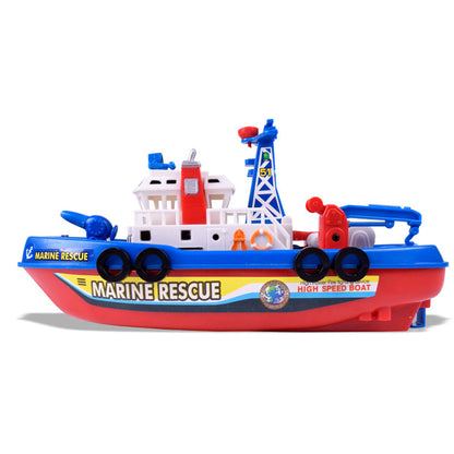 Kid's Electric Fireboat Toy with Cool Music Dazzling Lights and Water Spray Function  Baby Bath Toy Birthday Gift