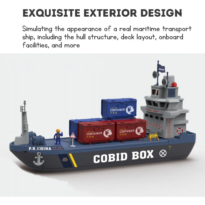 Large-scale toy ship maritime transport vessel capable of accommodating cargo ships simulated toy ship realistic sound effects spray